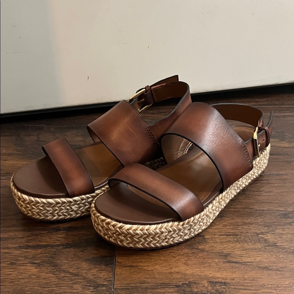 Naturalizer Brown Leather Platform Sandals